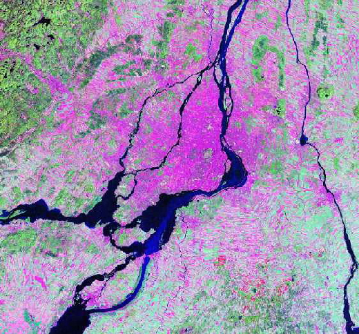 Montreal  island satellite view